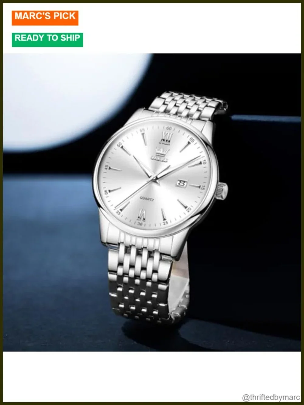 Stainless Steel Men's Wrist Watch Day Date Water Resistant Quartz